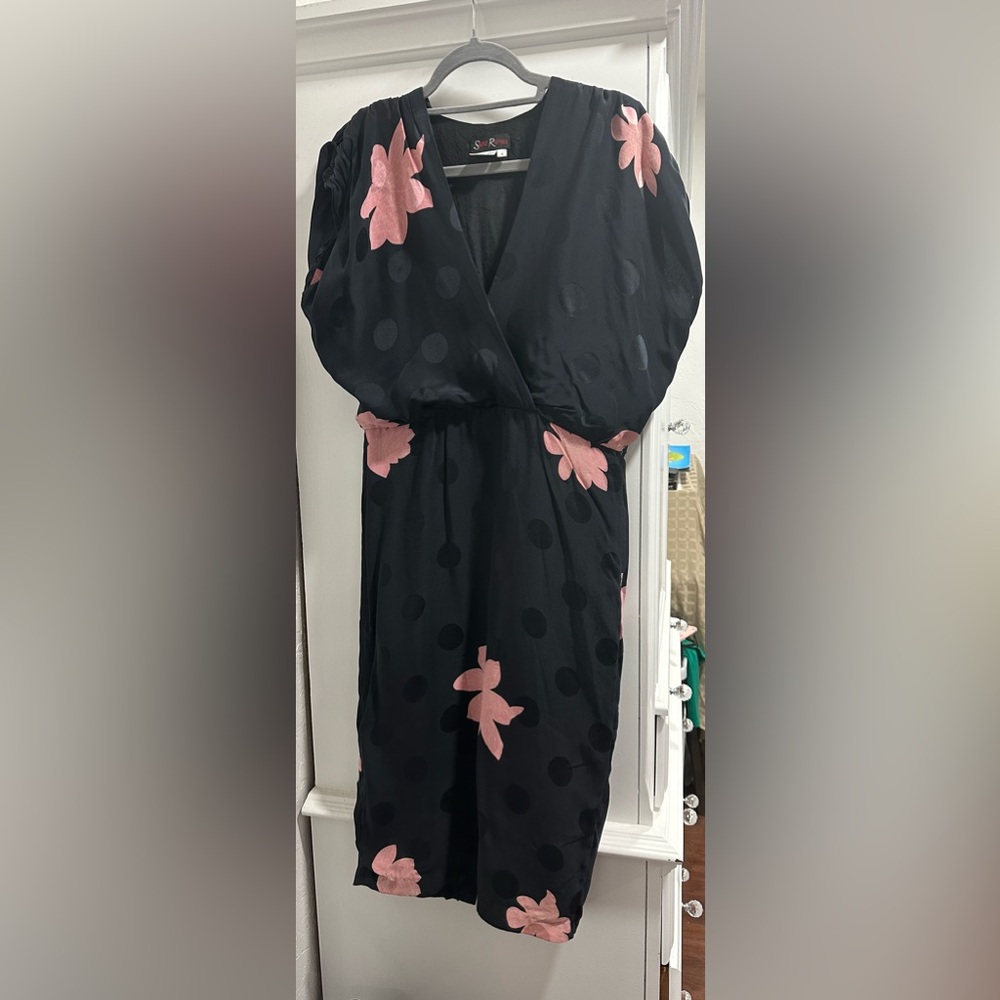Navy blue Floral Midi Dress